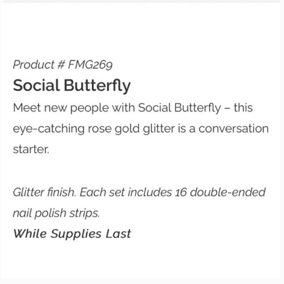 Color Street Coral Bay social butterfly rose gold sparkle nail polish strips nwt - Picture 4 of 7